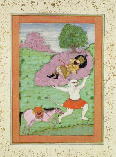 The White Demon Carrying off the Sleeping Rustam, Illustration from the 